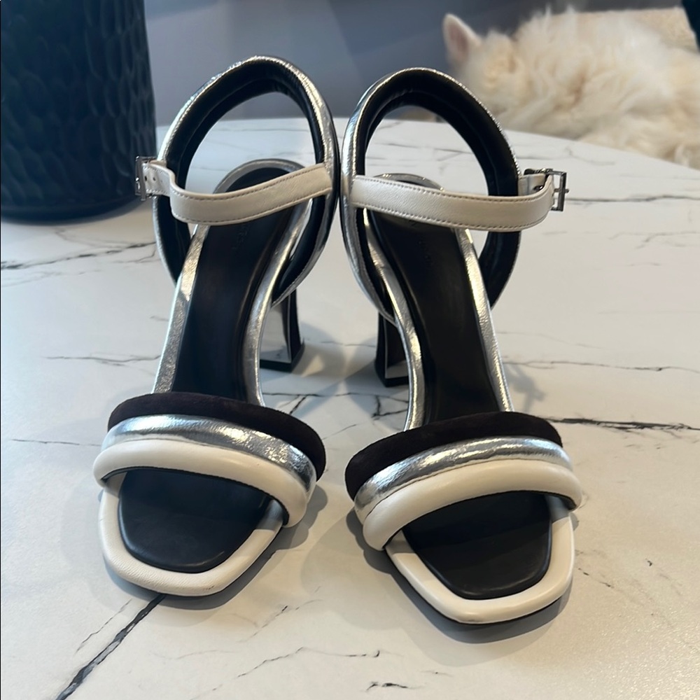 Tory Burch Silver and Black Heels